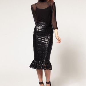 ASOS Waxed Lace Mermaid Skirt